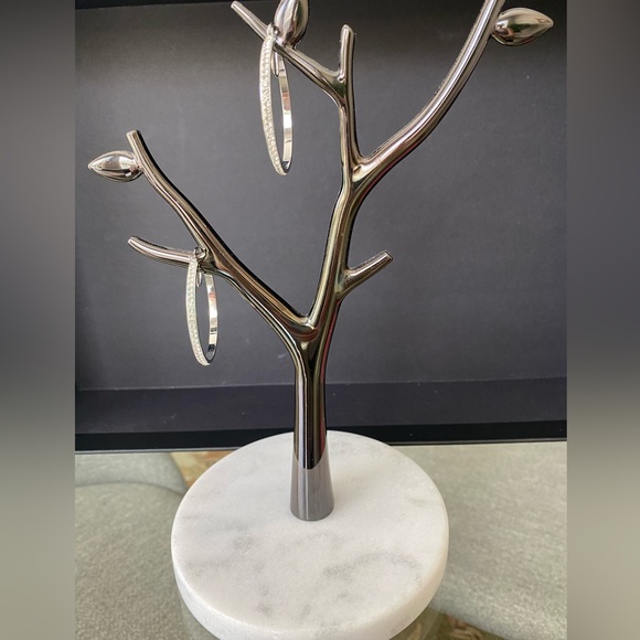 Cubic Zirconia Large Hoop Earrings - Picture 2 of 4